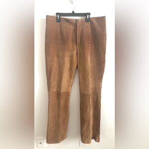 Y2K Vintage AMI Pants Women’s Sz 14 Tan 100% Leather Suede Western Boho Festival